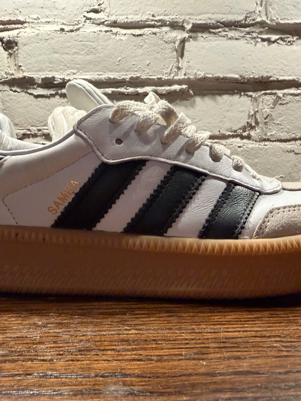 adidas White, Black & Gum Retro Trainer Sneakers - Picture 8 of 14